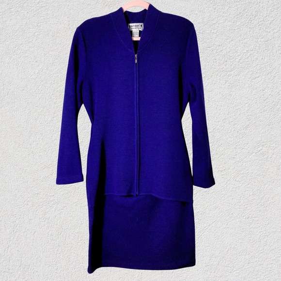 Patrick Collection 100% Wool Zip Front Sweater Dress Jacket Purple Hong Kong S - Picture 2 of 11